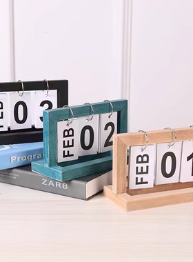 北欧简约木质日历摆件2025新款台历ins创意办公桌面装饰品小摆件