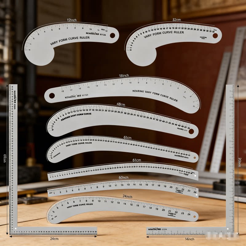 科灵多规格曲线尺大刀尺铝尺衣车尺缝纫工具DIY服装设计尺子套装
