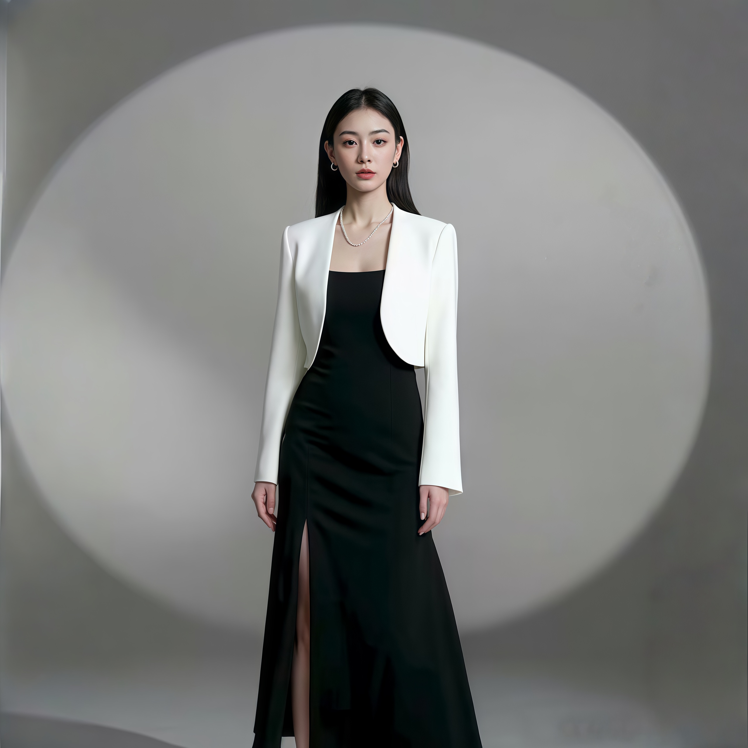 通勤职场圆角白色西装短款外套女