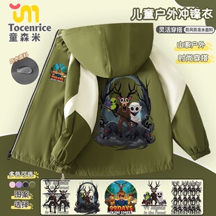 跨境99 nights in the forest deer衣服加绒冲锋衣男女童防风外套