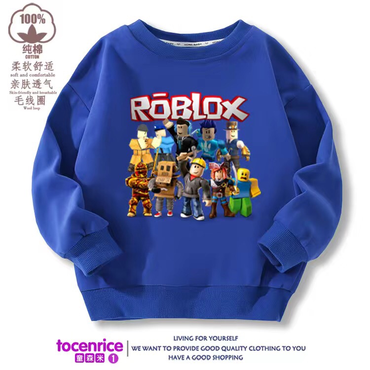 roblox衣服儿童卫衣2025春秋新款卡通宽松中大童加绒上衣潮流童装