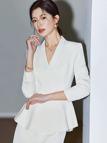 Элитный комплект, демисезонный пиджак классического кроя, для салонов красоты, осенний сезон