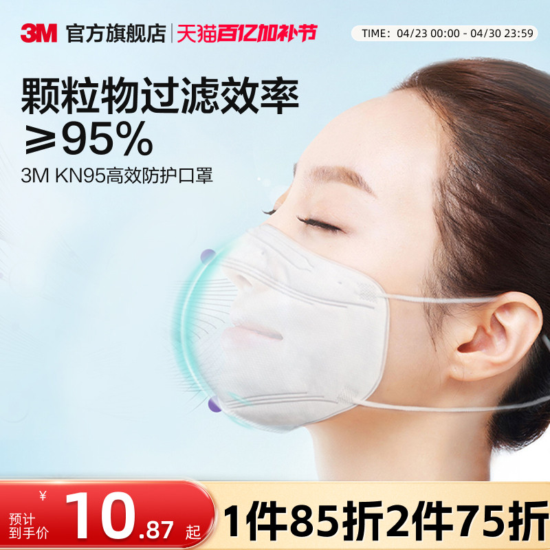 3M口罩kn95防雾霾防尘防工业粉尘花粉舒适透气一次性独立包装