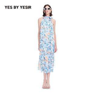 YES 度假流光纱印花绑带连衣裙 YESIR叶谦原创设计25夏新款