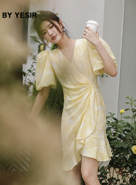 YES BY YESIR叶谦原创设计师夏裙子多巴胺柠檬蝶恋花连衣裙