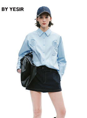 热依扎同款YES BY YESIR叶谦原创设计师25年秋新款马蹄莲梦露衬衫