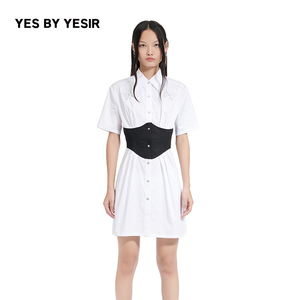 刘浩存同款YES BY YESIR叶谦原创设计师夏蝴蝶骨腰封衬衫连衣裙
