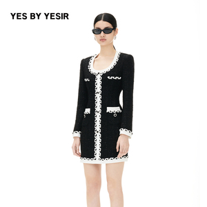 YES BY YESIR叶谦原创设计师秋魅影摩登千金香风连衣裙