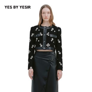 银动珠片立体花香风夹克短外套 YESIR叶谦设计师26春新款 YES
