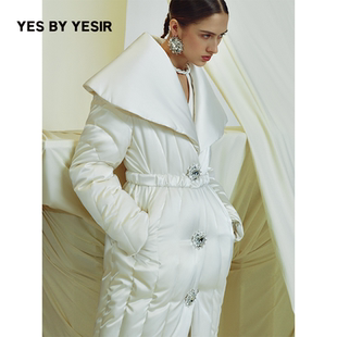 雅典娜雕塑翻领长羽绒服 YESIR叶谦原创设计25冬白鹅绒新款 YES