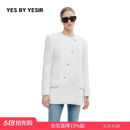 设计师奢白云梯扣箱形短大衣