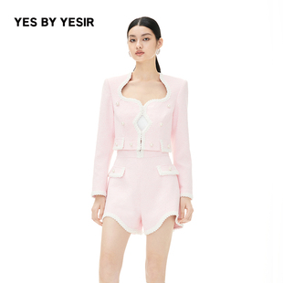 睡莲粉如意襟香风外套 YESIR叶谦原创设计师秋新款 YES