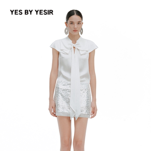解构蝴蝶结飘带上衣雪纺衫 YESIR叶谦原创设计师26春夏新款 YES