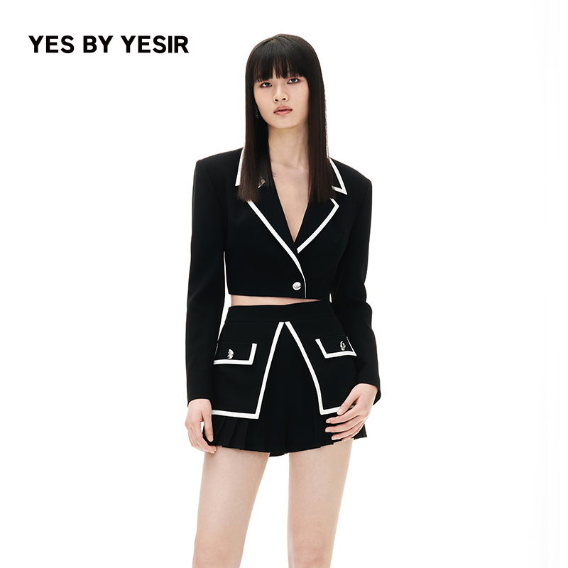 黑白风琴截短西服外套