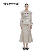 立体马蹄莲大V领一字肩风衣&半裙 YESIR叶谦设计师26春新款 YES