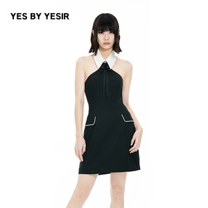 王玥婷同款 YES BY YESIR叶谦原创设计师夏新款女挂脖连衣裙