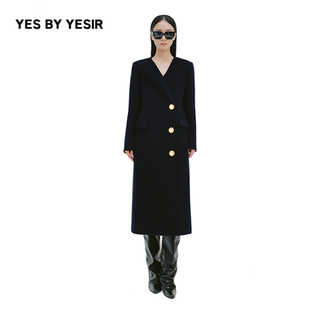 马蹄莲梦露直身毛呢大衣 YESIR叶谦原创设计师2025年冬新款 YES