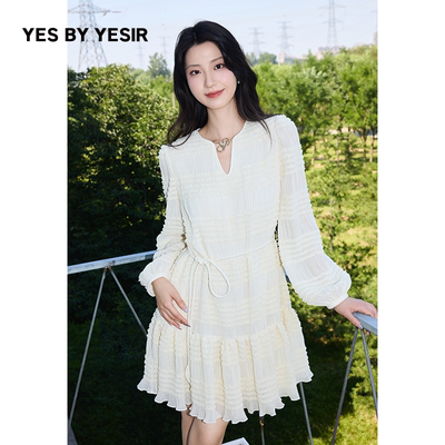 设计师原创浪漫褶皱连衣裙