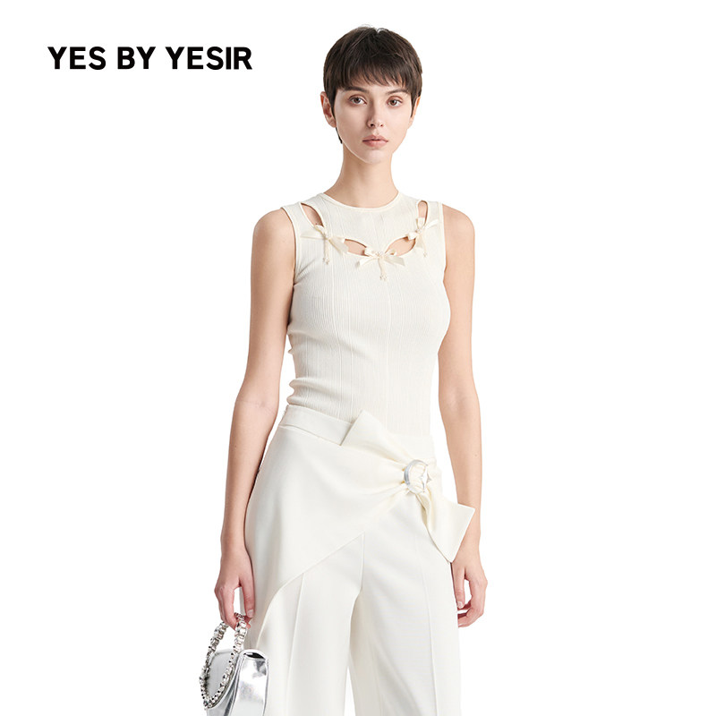 YESBYYESIR蝴蝶结吊坠针织衫