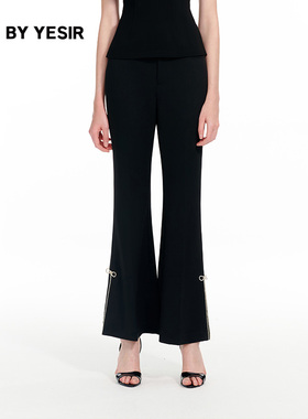 YES BY YESIR叶谦原创设计25年春季新款玲珑镶钻蝴蝶结修身长裤
