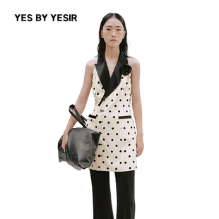 波卡尔圆点玫瑰削肩连衣裙 YESIR叶谦原创设计师2026春新款 YES