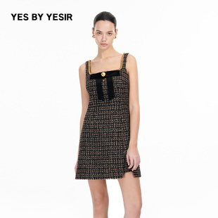 黑金舞会名媛香风吊带连衣裙 YESIR叶谦原创设计秋新款 YES