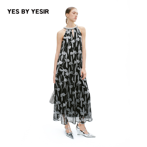 YESBYYESIR火树银花挂脖连衣裙