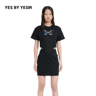 YES YESIR叶谦原创设计师夏裙子显瘦色彩棱镜腰封连衣裙