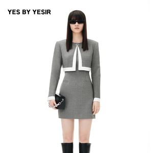 YES BY YESIR叶谦原创设计师秋新品斗篷修身伯爵学院连衣裙