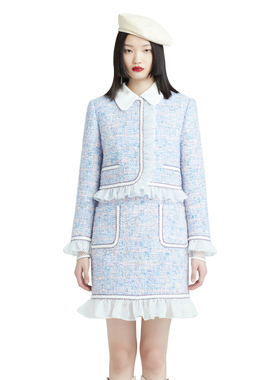 YES BY YESIR叶谦原创设计师春季 紫色荷叶边外套21FL11136