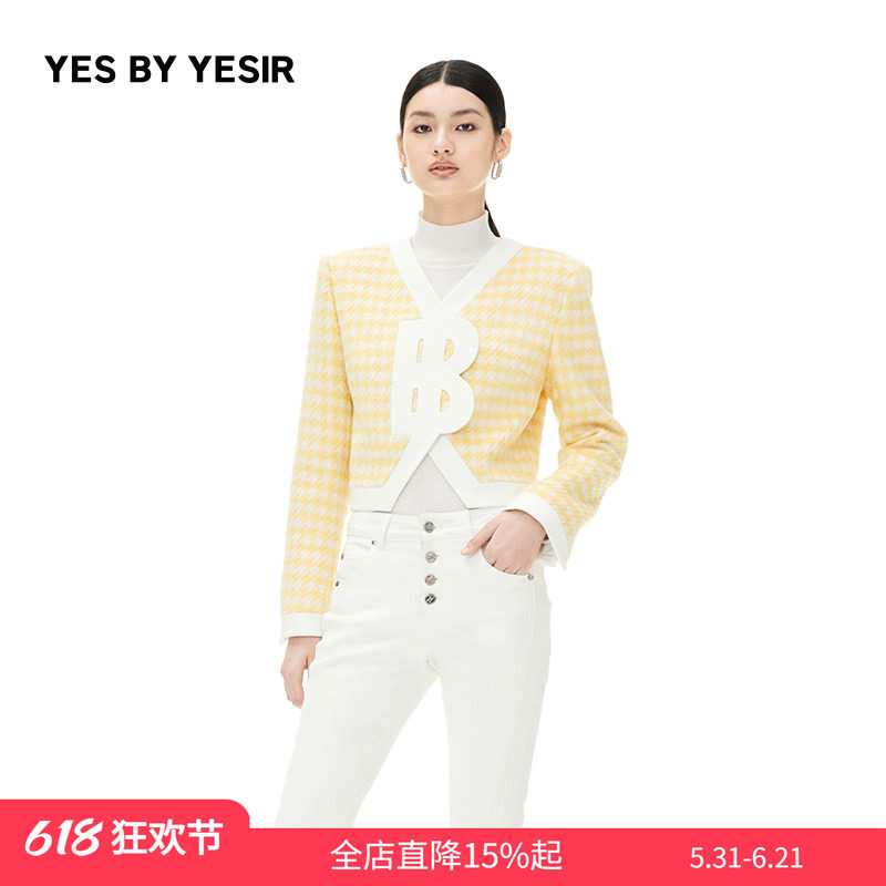 YES BY YESIR叶谦原创设计师秋休闲女生YBY符号夹克外套