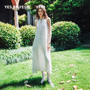 浪姐5明星同款YES BY YESIR叶谦设计师夏女A字流光纱连衣裙