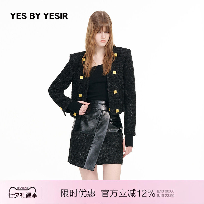摇滚黑金双排扣香风外套