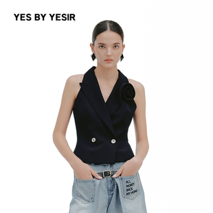 黑夜蔷薇削肩马甲 YESIR叶谦原创设计师2026年春夏新款 YES