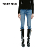 绿松石加绒紧身牛仔裤 YESIR叶谦原创设计师2025年秋新款 YES