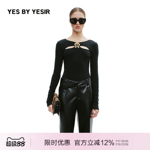 YESBYYESIR竖琴乐章镂空针织衫