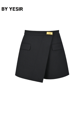 YES BY YESIR叶谦原创设计24年秋冬新款小金砖锁扣不对称搭片短裤