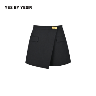 YES YESIR叶谦原创设计24年秋冬新款 小金砖锁扣不对称搭片短裤