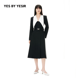 YES BY YESIR叶谦原创设计师秋女士简欧尖领修身裹身连衣裙