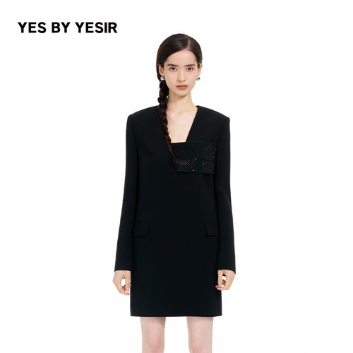 YESBYYESIR解构抹胸钻网轻礼服