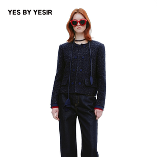 叶谦原创设计绵羊毛马蹄莲梦露香风外套 YESIR2025年秋新款 YES