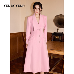 不对称解构领长毛呢大衣 YESIR叶谦原创设计师2025年冬新款 YES