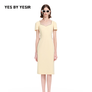 饰解构袖 YES 闪钻装 YESIR叶谦原创设计25夏新款 型名媛连衣裙