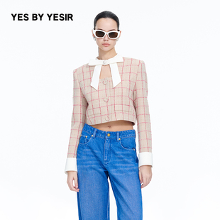 绵羊毛格蕾女孩蝴蝶结香风外套 YESIR叶谦原创设计秋新款 YES