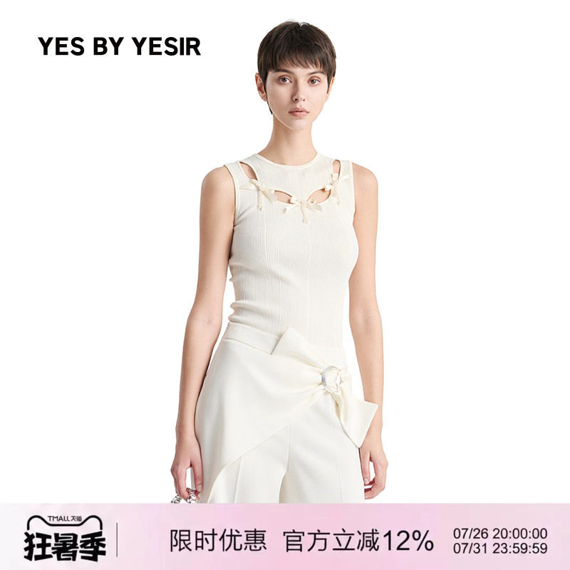 YESBYYESIR蝴蝶结吊坠针织衫