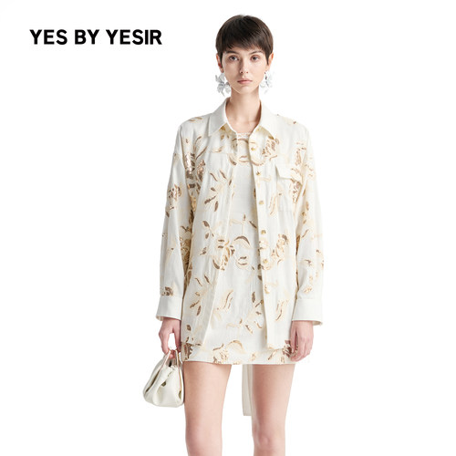 YESBYYESIR假日鎏金花卉衬衫