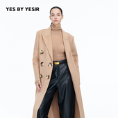 YESIR叶谦原创设计冬新款 YES 绵羊毛老钱风双排长大衣