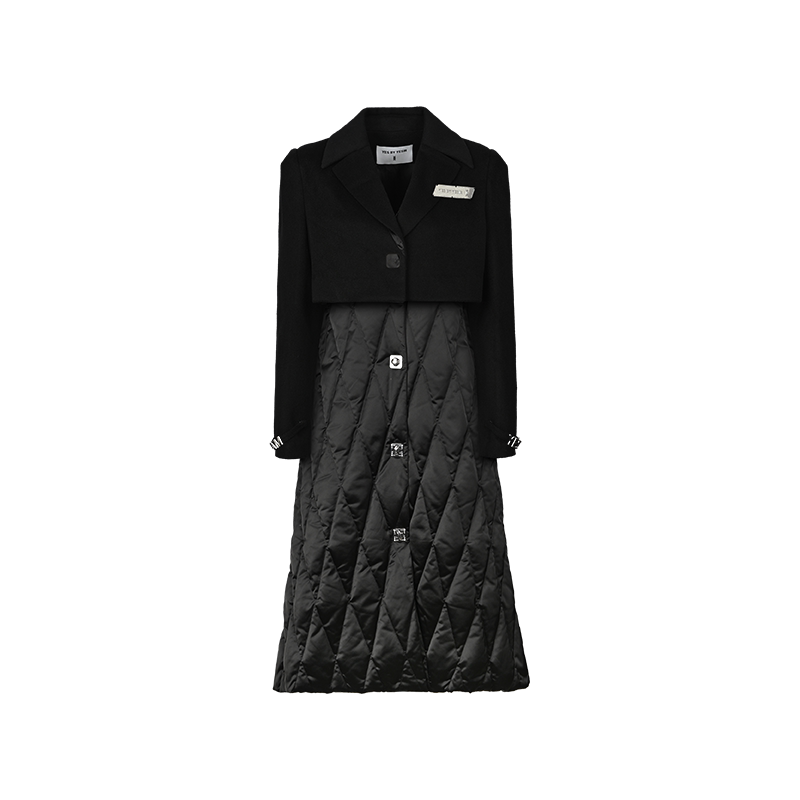 YESBYYESIR黑色羽绒服真两件