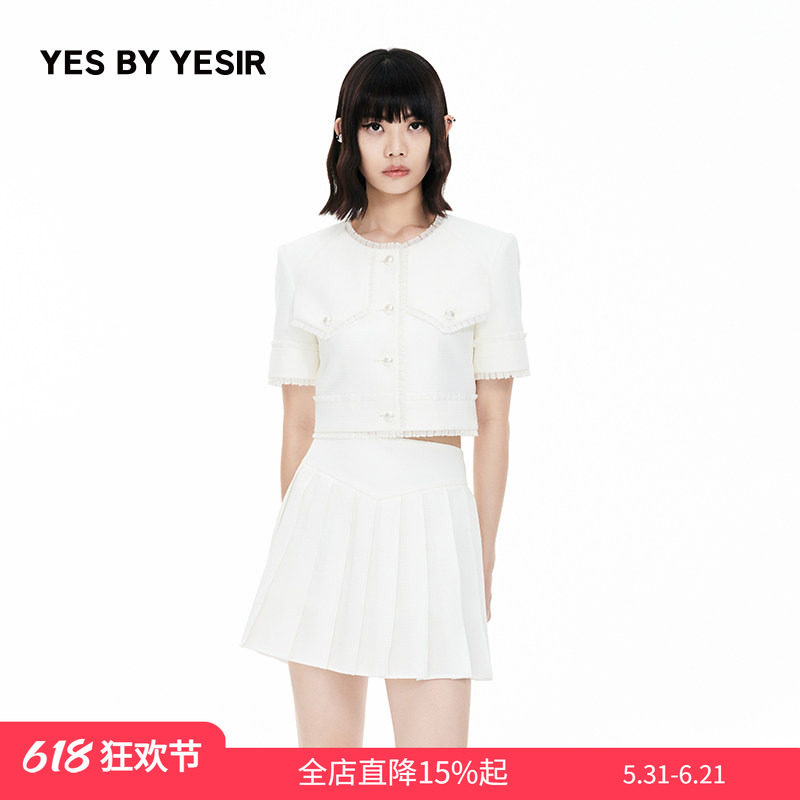 YES BY YESIR叶谦原创设计师春新款女士提花香风名媛外套