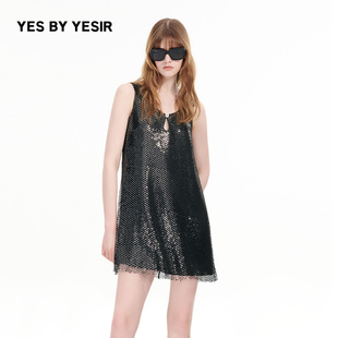 短裙暗夜涟漪珠片连衣裙 YESIR叶谦原创设计师秋新款 YES